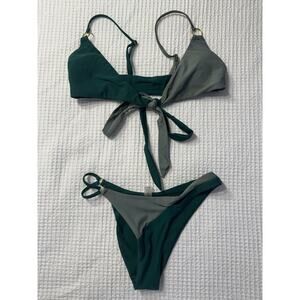 Green Two-tone Bikini Padded Bra Women's Size Small Resort Vacation Pool Wicked
